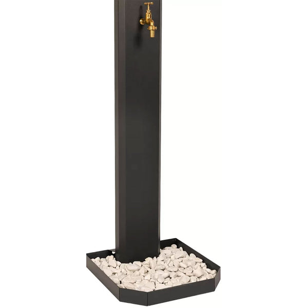 Fontana da Giardino Design a Colonna Ovale Rubinetto in Ottone e Base con Ciottoli Antracite online