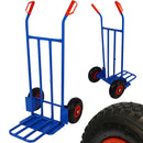 Carrello Portapacchi con Doppia Sponda a Ribalta e Ruote in Acciaio Verniciato Blu      