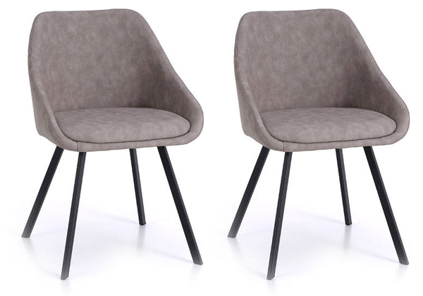 sconto Lot de 2 Chaises 51x44x77 cm en Simili Cuir Gris Tourterelle