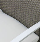 Set Salotto da Giardino Divano 2 Poltrone e Tavolino con Cuscini in Wicker Grigio