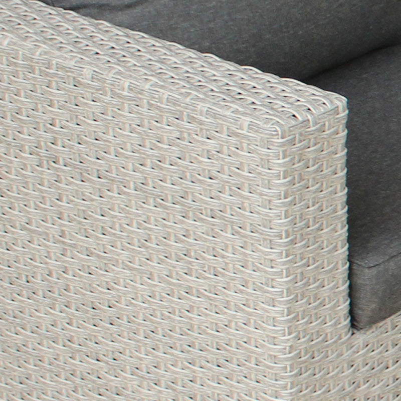 Set Salotto da Giardino Divano 2 Poltrone e Tavolino con Cuscini in Wicker Grigio