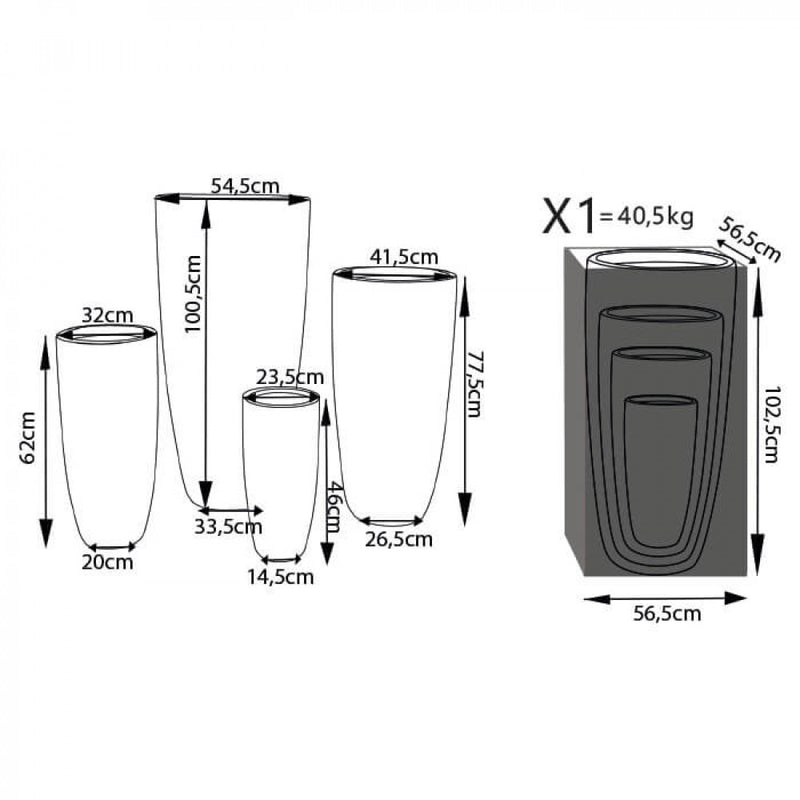 Set di 4 vasi Orchidea in Fibra di argilla Beige