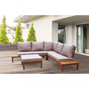 Salotto Angolare Ermes con Cuscini in Legno di Acacia Tortora