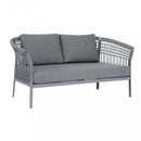 Set Salotto da Giardino Divano 2 Poltrone e Tavolino con Cuscini in Alluminio Antracite