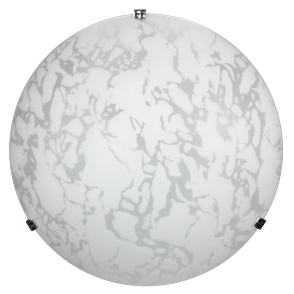 sconto Plafonnier 2xE27 Crochets Chrome Plaque Verre Blanc Décoré Marbre E-Energy Maida