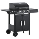 Barbecue a Gas 4 Fuochi 110x50x100 cm in Metallo Nero