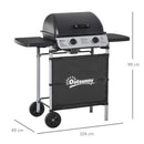 Barbecue a Gas 2 Fuochi 104x49x99 cm in Acciaio e Plastica PP Nero