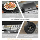 Barbecue a Gas 2 Fuochi 104x49x99 cm in Acciaio e Plastica PP Nero