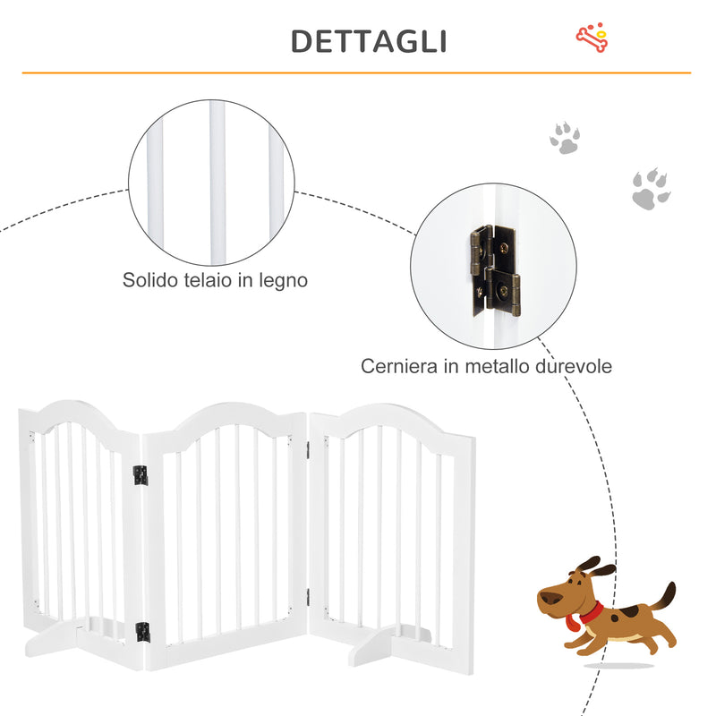 Cancelletto di Sicurezza Pieghevole per Animali Domestici 154,5x29,5x61 cm in Legno e MDF Bianco
