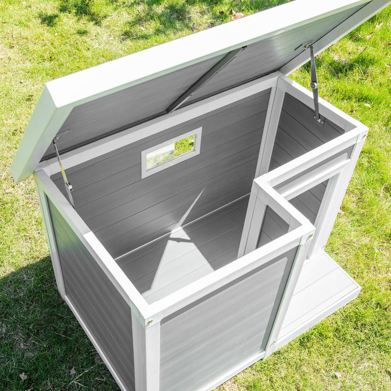 Cuccia per Cani da Esterno 102x70x73 cm in WPC Grigio, Bianco