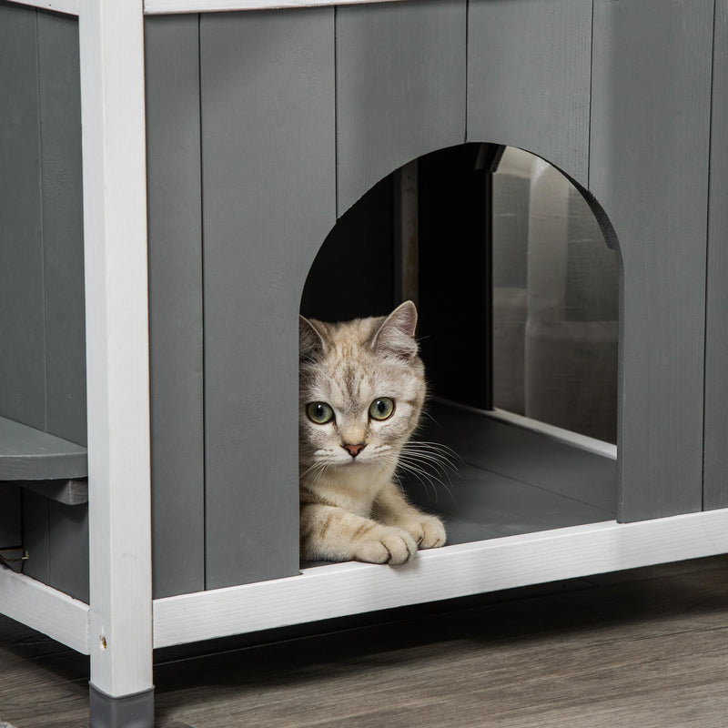 Cuccia per Cani da Esterno 60x46x65 cm in Legno di abete Grigio