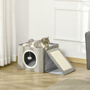 Cuccia per Gatti Pieghevole 73x42x34 cm in MDF e Sisal Grigio e Bianco