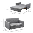 Divano Letto 2 Posti 152x101x81 cm in Tessuto Grigio
