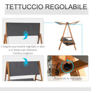 Dondolo Letto 3 Posti da Giardino 225,5x113x180 cm in Legno e Poliestere Grigio