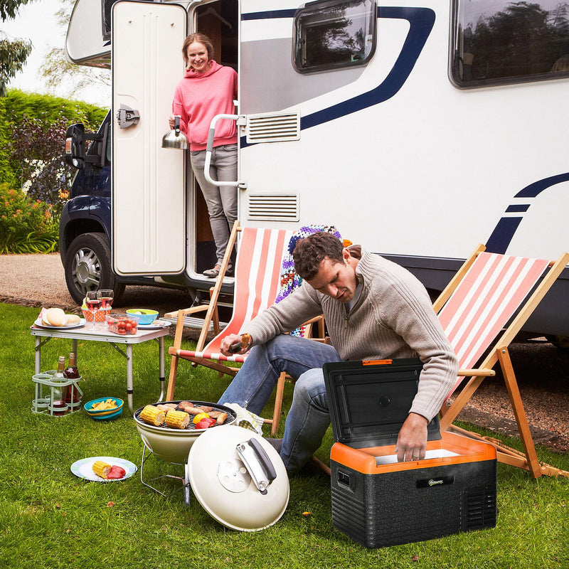 Frigo Portatile Elettrico a Compressore 30 Litri per Auto e Camion Nero e Arancione