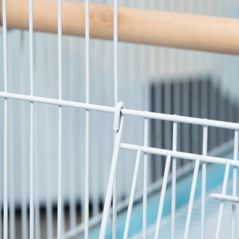 Voliera Gabbia per Uccelli 51,5x50x140 cm in Acciaio Azzurro