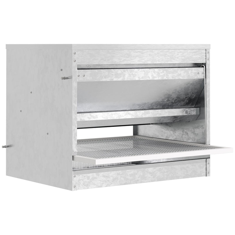 Mangiatoia per Galline 51x38x40,5 cm in Metallo Zincato e Acciaio Inossidabile Argento