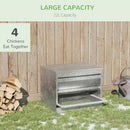 Mangiatoia per Galline 51x38x40,5 cm in Metallo Zincato e Acciaio Inossidabile Argento