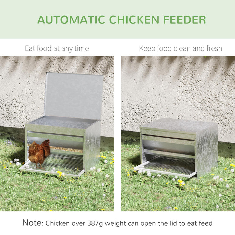 Mangiatoia per Galline 51x38x40,5 cm in Metallo Zincato e Acciaio Inossidabile Argento