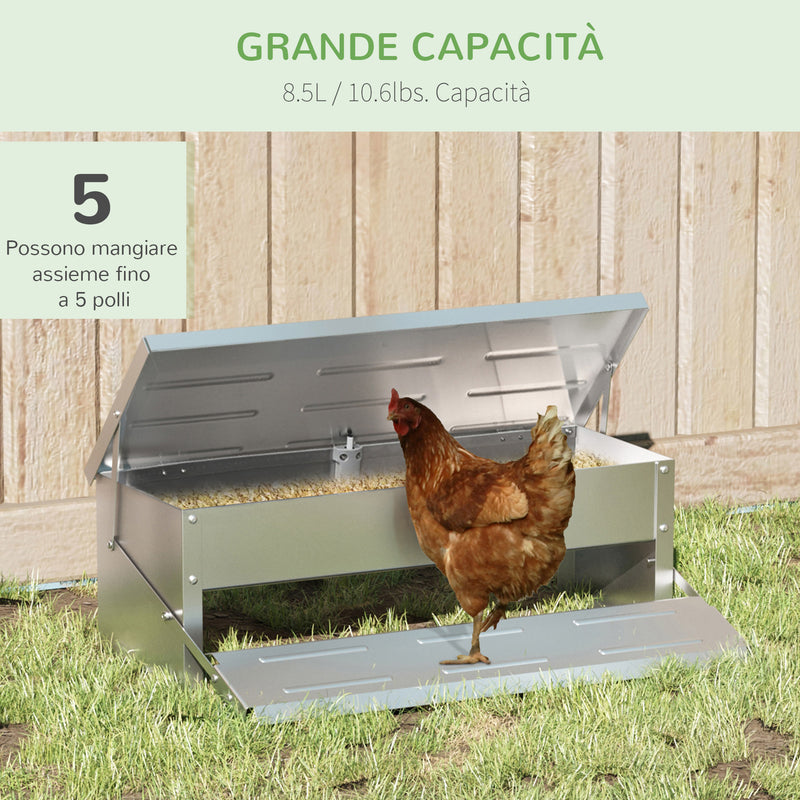 Mangiatoia per Galline 56x37x18,5 cm in Alluminio Argento
