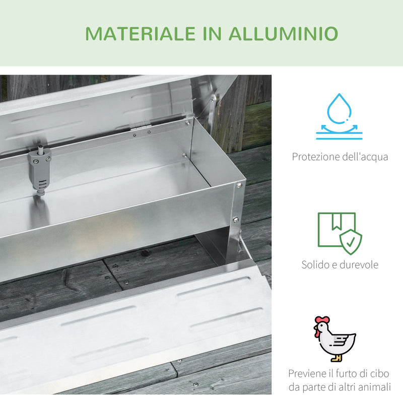 Mangiatoia per Galline 56x37x18,5 cm in Alluminio Argento