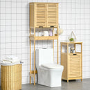Mobile Sopra WC Salvaspazio 60x23x173 cm in MDF e Bambù Naturale