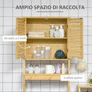 Mobile Sopra WC Salvaspazio 60x23x173 cm in MDF e Bambù Naturale