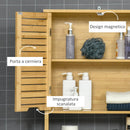 Mobile Sopra WC Salvaspazio 60x23x173 cm in MDF e Bambù Naturale