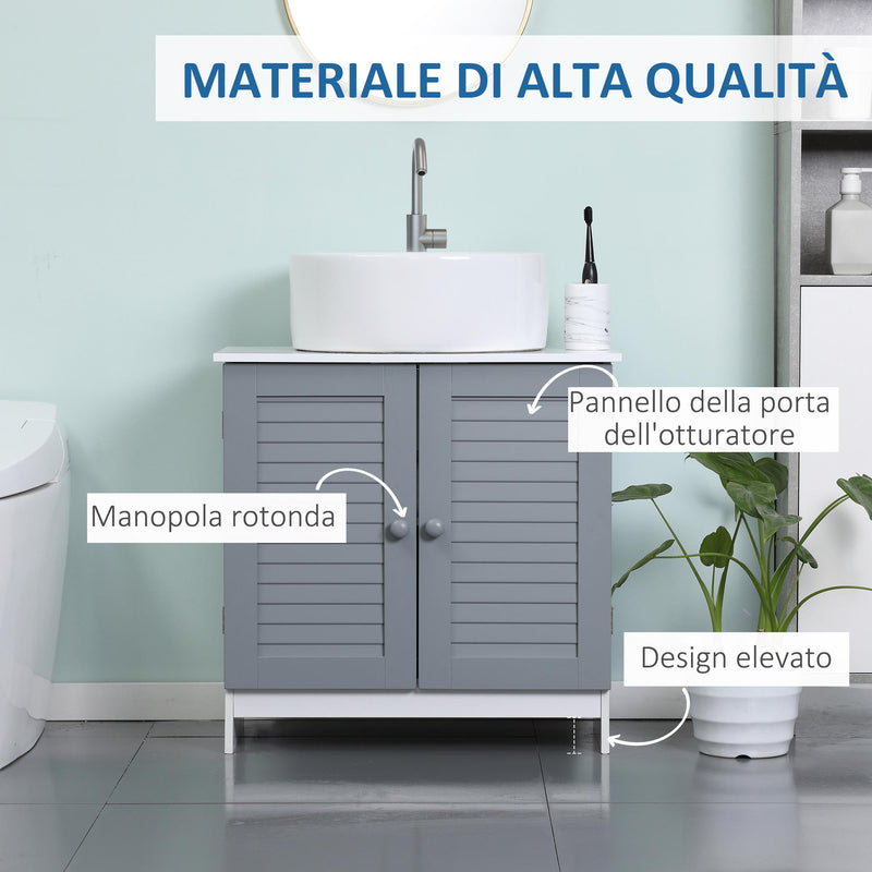 Mobile Sotto Lavello 2 Ante 1 Ripiano 60x30x60 cm in MDF Bianco