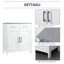 Mobiletto Bagno 2 Ante 2 Cassetti 1 Ripiano 68x33x76 cm in MDF Bianco