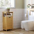 Mobiletto Bagno con Cesto Bucato 40x30x86,5 cm in MDF e Bambù Naturale