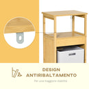 Mobiletto Bagno con Cesto Bucato 40x30x86,5 cm in MDF e Bambù Naturale