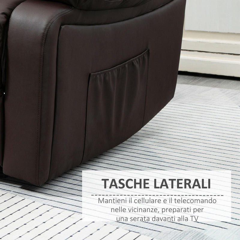 Poltrona Relax Reclinabile Manuale 100x89x100 cm in in Similpelle Marrone
