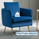 Poltrona Imbottita 63x61x80 cm in Velluto Blu
