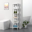 Mobile Scaffale Bagno 5 Ripiani 30x30x140 cm in MDF Bianco