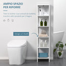 Mobile Scaffale Bagno 5 Ripiani 30x30x140 cm in MDF Bianco