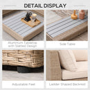 Set da Giardino Divano Angolare e Tavolino in Rattan Marrone chiaro