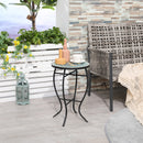 Tavolino da Giardino Ø35,5x53,5 cm in Metallo con Mosaico