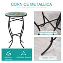 Tavolino da Giardino Ø35,5x53,5 cm in Metallo con Mosaico