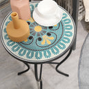 Tavolino da Giardino Ø35,5x53,5 cm in Metallo con Mosaico