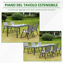 Tavolo Allungabile da Giardino 270x90x73 cm in in Alluminio con Piano in Vetro