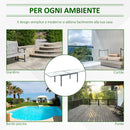 Tavolo Allungabile da Giardino 270x90x73 cm in in Alluminio con Piano in Vetro