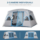 Tenda da Campeggio 4-8 Persone 4x2,75x2,1m in Tessuto Taffetà Grigio