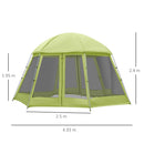 Tenda da Campeggio 6-8 Persone Ø4,93x2,4m in Tessuto Taffetà Verde