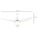 Ventilatore da Soffitto 3 Pale e Lampada LED Ø122x45 cm 6 Velocità Bianco