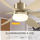 Ventilatore da Soffitto 6 Pale e Lampada LED Ø132x40 cm 6 Velocità Argento