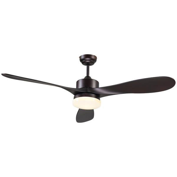 online Ventilateur de Plafond 3 Pales et Lampe LED Ø132x43 cm 6 Vitesses Marron