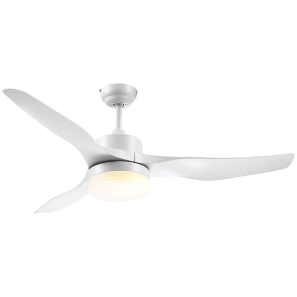 sconto Ventilateur de Plafond 3 Pales et Lampe LED Ø132x40 cm 6 Vitesses Blanc