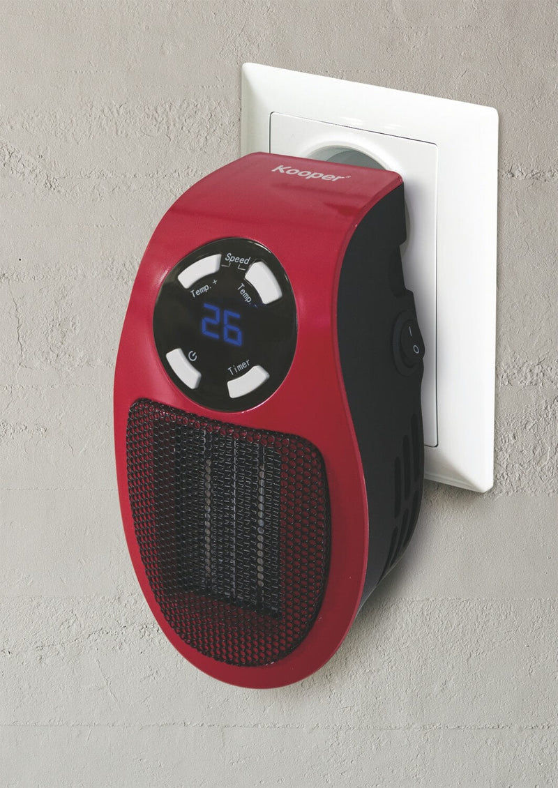 Stufa Stufetta da Parete 500W con Telecomando Display LCD Kooper Pluggy Rosso