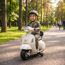 Moto Elettrica per Bambini 1,5-3 Anni Licenza Piaggio Mini Vespa GTS 66,5x38x52 cm 6 V con Batteria al Litio 2,5 km/h Max 25 kg Bianco      